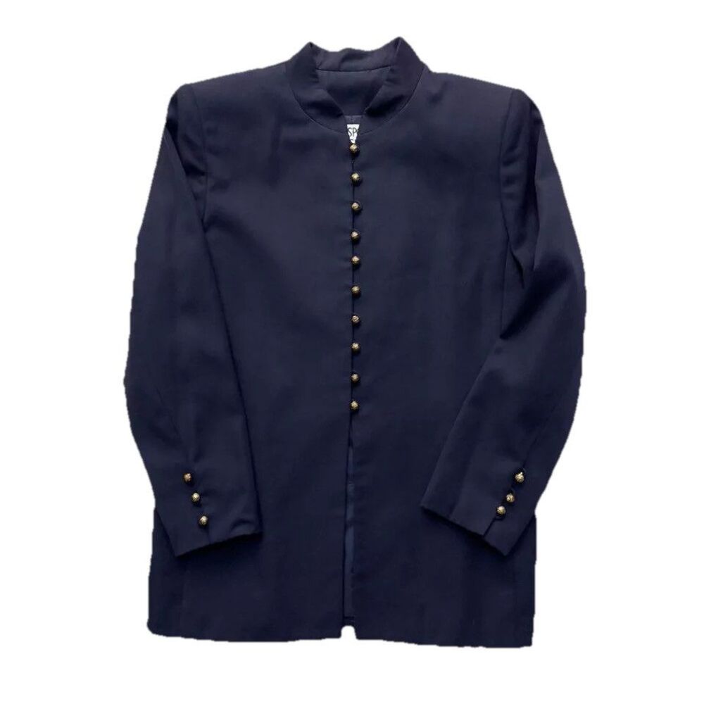 Kasper Navy Military Asian Style Suit8P Brass Button Front Career Office Menswea